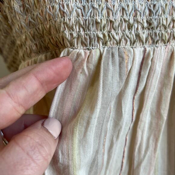 Anthropologie Floreat Cottagecore Smocked Puff Sleeve Cotton Blouse Size 12 - Picture 9 of 12